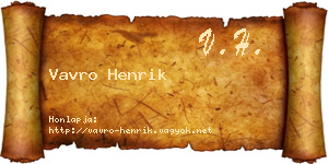 Vavro Henrik névjegykártya